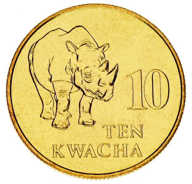 Zambia 10 kwacha 1992 UNC Rhino