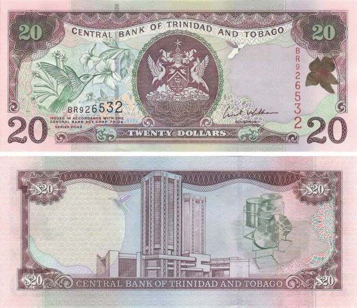 Тринідад і Тобаго 20 доларів 2002 UNC (P44b) Б09047 фото