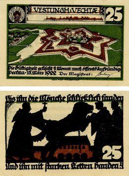 Banknote Germany Notgeld 25 pfennigs 1922 F-VF Halberstadt Variety 1