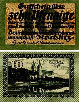 Banknote Germany Notgeld 10 pfennig 1919 F-VF Rochlitz
