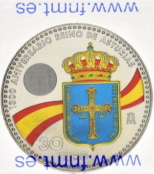 Монета Іспанія 30 євро 2018 1300 років Королівства Астурії Срібло UNC М12148 фото