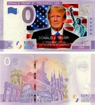 Банкнота США 0 ЄВРО 2021 UNC Президент США Дональд Трамп - Статуя Свободи Б22987 фото