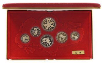 Набір монет Сінгапур набір із 6 монет 1986 Срібло Proof 1, 5, 10, 20, 50 центів, 1 долар М23284 фото
