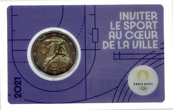 Монета Франція 2 євро 2021 Біметал UNC XXXIII літні Олімпійські ігри 2024 у Парижі М16887 фото