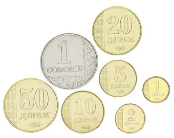 Tajikistan set of 7 coins 2011 AU-UNC 1, 2, 5, 10, 20, 50 diram, 1 somoni