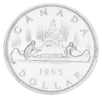 Канада 1 долар 1965 Срібло VF-AU Регулярний випуск - Подорож на каное М18371 фото