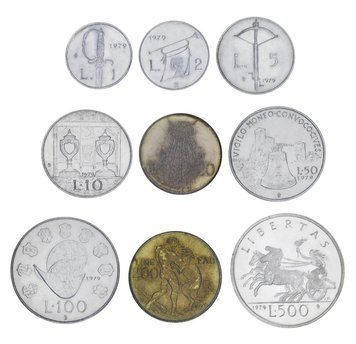 Набір монет Сан-Марино набір з 9 монет 1979 UNC 1, 2, 5, 10, 20, 50, 100, 200, 500 лір (срібло) М04372 фото