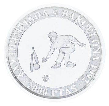 Монета Іспанія 2000 песет 1991 Срібло Proof XXV літні Олімпійські ігри в Барселоні 1992 року - Боулінг М23312 фото