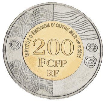 Монета Французька Полінезія 200 франків Біметал 2021 UNC Таїті М16797 фото
