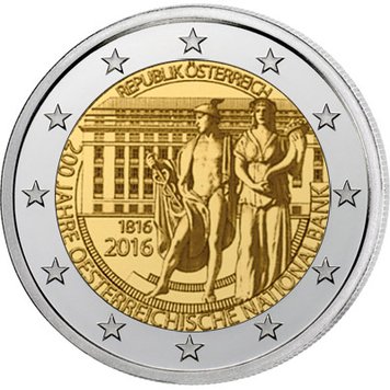 Австрия 2 евро 2016 «Национальный банк» UNC (KM#3248) М04279 фото