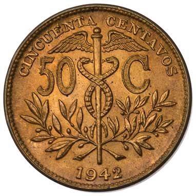 Боливия 50 сентаво 1942 G-VG (KM#182a.1) М09205 фото