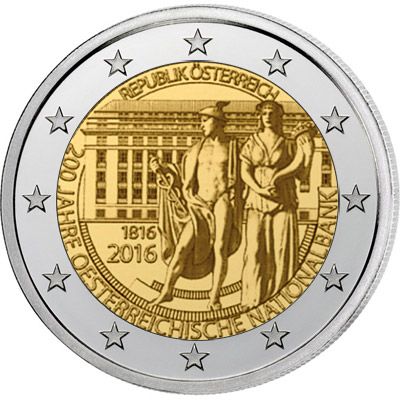 Австрия 2 евро 2016 «Национальный банк» UNC (KM#3248) М04279 фото