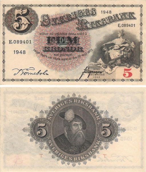 Sweden 5 kronor 1948 UNC