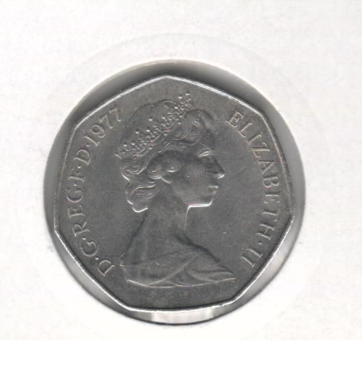 Монета Великобритания 50 пенсов 1977 VF (KM#913) М07269 фото