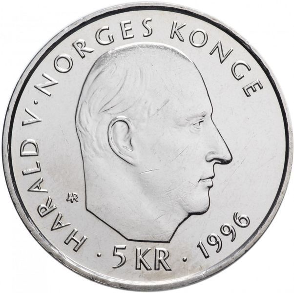 Норвегия 5 крон 1996 UNC (KM#459) М09518 фото