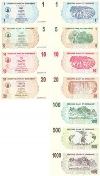 Zimbabwe set of 7 banknotes 2006-2007 UNC
