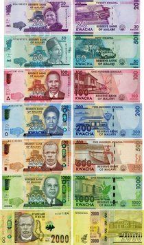 Malawi set of 7 banknotes 2014-2018 UNC 20, 50, 100, 200, 500, 1000, 2000 kwacha