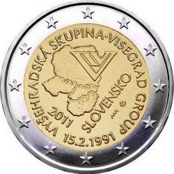 Словаччина 2 євро 2011 «20 років формування Вишеградської групи» UNC (KM#114) М00241 фото