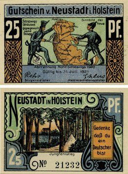 Banknote Germany Notgeld 25 pfennig 1921 F-VF Schleswig
