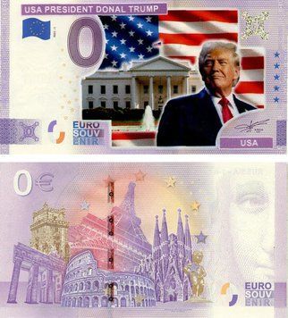 Банкнота США 0 ЄВРО 2021 UNC Президент США Дональд Трамп - Білий Дім Б22988 фото