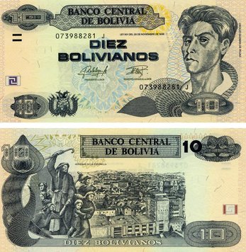 Bolivia 10 Bolivians 2015 UNC (P243)