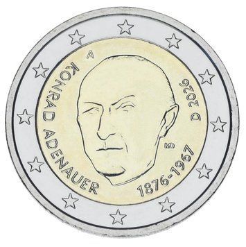 Монета Німеччина 2 євро 2026 Біметал UNC A Конрад Аденауер М24145 фото