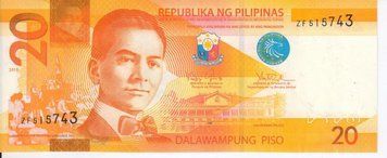 Philippines 20 pesos 2015 UNC (P206)