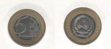 Ангола 5 кванза 2012 UNC (KM#109) М02016 фото