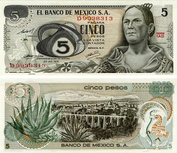 Mexico 5 pesos 1971 UNC (P62b)