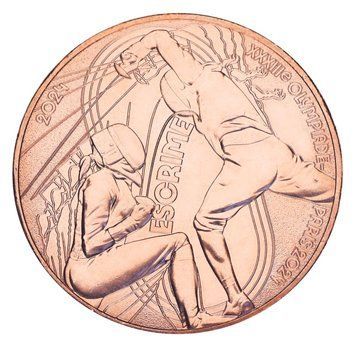 Монета Франція 1/4 євро 2024 UNC XXXIII літні Олімпійські ігри 2024 у Парижі - Фехтування М20268 фото