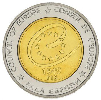 Монета Україна 5 гривень 2009 Біметал UNC 60 років Ради Європи М00879 фото