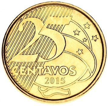Монета Бразилія 25 сентаво 2015 UNC М12954 фото