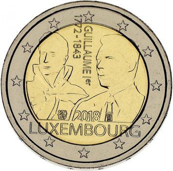 Coin Luxembourg 2 euro 2018 Bimetal UNC 175th anniversary of the death of Grand Duke Guillaume I