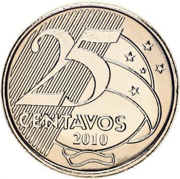 Монета Бразилія 25 сентаво 2010 UNC М10436 фото