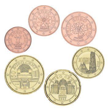 Набір монет Австрія набір з 6 монет євро 2025 UNC 1, 2, 5, 10, 20, 50 євроцентів М24408 фото