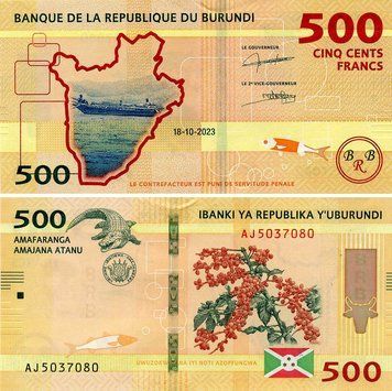 Банкнота Бурунді 500 франків 2023 UNC (P50) Б20478 фото