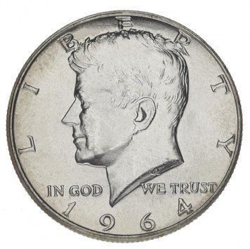 США 50 центів (халф) 1964 Срібло VF-AU Джон Кеннеді - перший рік випуску М14661 фото