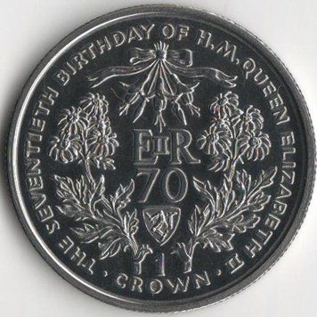 Coin Isle of Man 1 crown 1996 UNC 70 years of Queen Elizabeth II (KM#582)