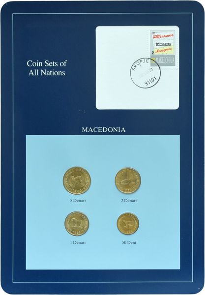 Македонія Набір монет 1993 UNC 50 дені, 1, 2, 5 динар і 1 марка Буклет М10740 фото