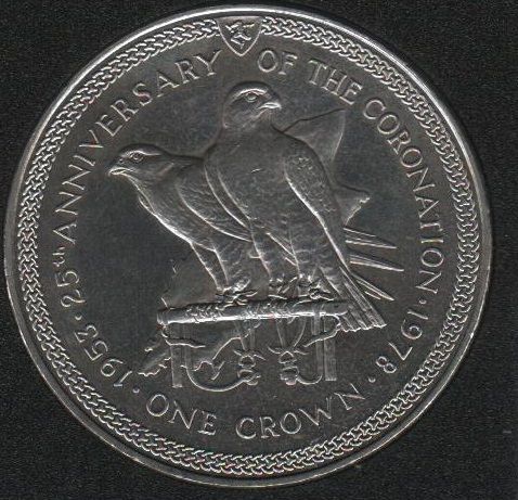 Isle of Man 1 crown 1978 “Birds. 25th Anniversary of the Coronation "UNC (KM # 43)