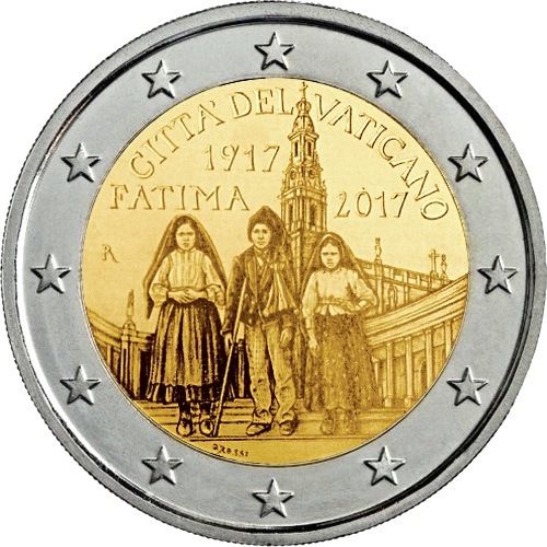 Vatican 2 euro 2017 "100th anniversary of the apparition of the Virgin Mary in Fatima" UNC