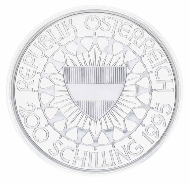 Монета Австрія 200 шилінгів 1995 Срібло Proof 100 років Олімпійським іграм - Лижний спорт (Ag 925, 33,63 грама) М23364 фото