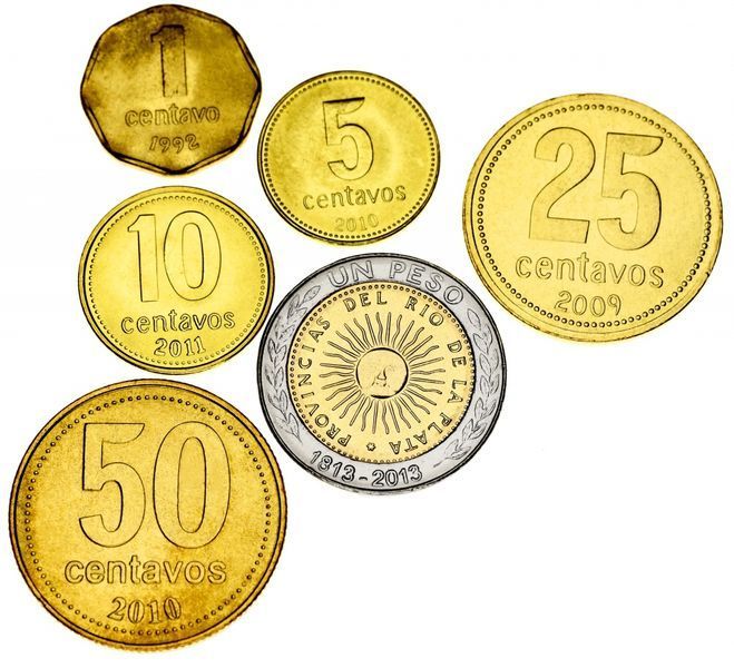 Coins set Argentina set of 6 coins 1992-2013 AU-UNC 1, 5, 10, 25, 50 centavos, 1 peso