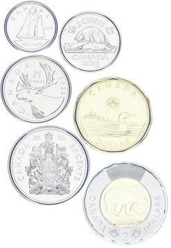 Канада набір з 6 монет 2023 UNC 5, 10, 25, 50 центів, 1, 2 долара М17638 фото