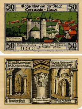 Banknote Germany Notgeld 50 pfennig 1921 F-VF Gernrode Variety 2