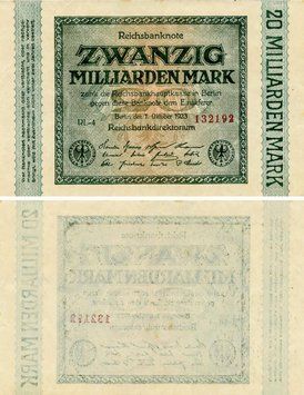 Banknote Germany 20000000000 Marks 1923 VF-AU 20 Billion (P118a)