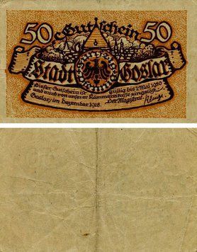 Banknote Germany Notgeld 50 pfennig 1918 F-VF Goslar