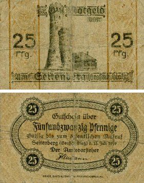 Banknote Germany Notgeld 25 pfennig 1919 F-VF Gutenberg