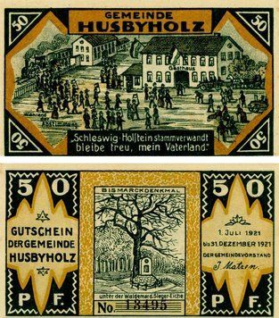 Banknote Germany Notgeld 50 pfennig 1921 F-VF Husbicholz
