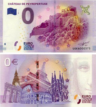 Банкнота Francia 0 EURO 2017 UNC Peyreperthuse Castle Б17603 фото